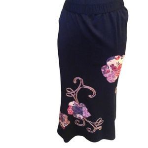 Midi Skirt black floral